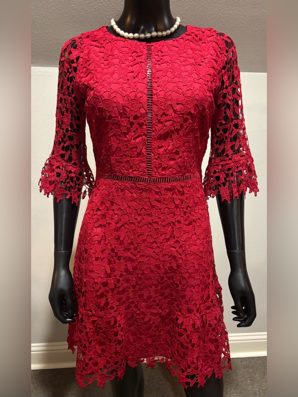 New BB Dakota Nordstrom brocade Lace Dress Size 4 Red NWT MSRP $119